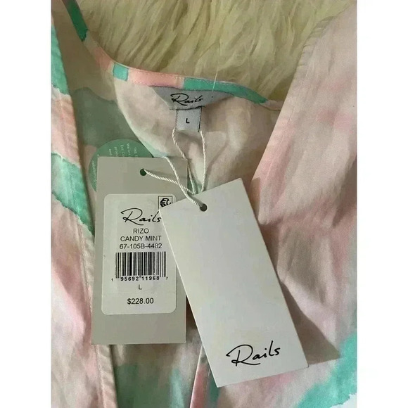 RAILS Midi Dress Candy Mint Cut out L Green Pink Rizo Sleeveless Wedding Guest - Picture 9 of 9